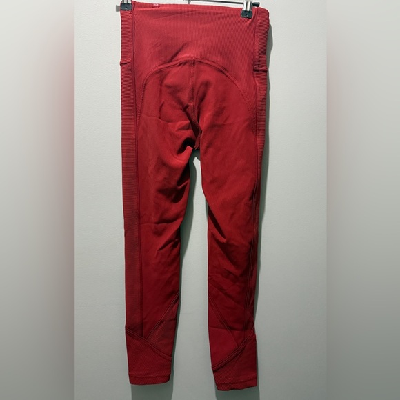 Lululemon Daily Lineup Ribbed High Rise Leggings - Red - Picture 5 of 7